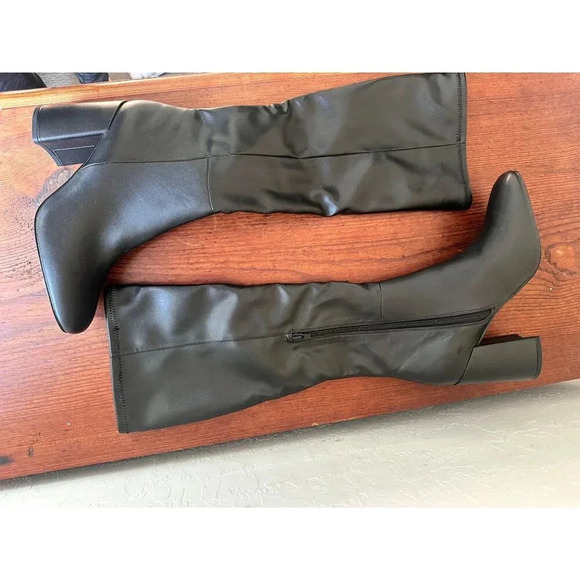 Steve Madden Lizah Black Womens Block Heel Knee-High Boots Size 8.5 PU Leather - Picture 6 of 8